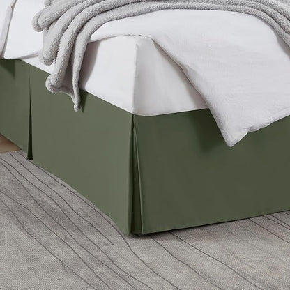 Nestl Olive Green Bed Skirt King Size - King Bed Skirt 14 Inch Drop - Brushed Microfiber Bed Skirts - Hotel Quality Pleated Bed Skirt - Shrinkage & Fade Resistant