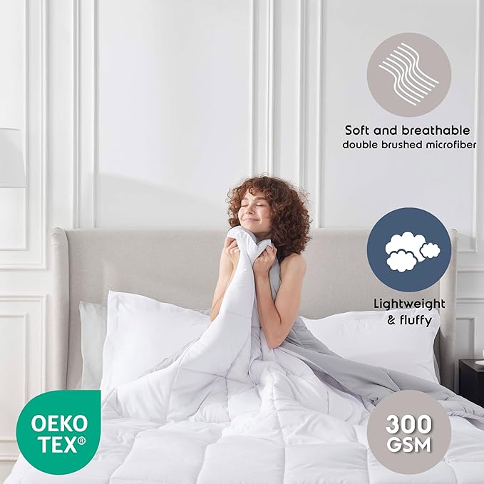 Nestl 7 Piece Full Comforter Set – White Reversible Bed in a Bag – Complete Full Size Bedding Set with Sheets, Pillowcases and Shams