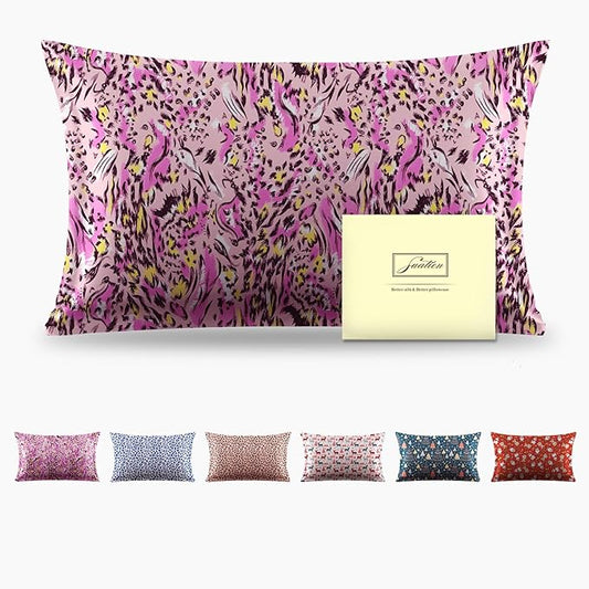 Mulberry Silk Pillowcase for Hair and Skin Standard Size Leopard Print Pillow Cases with Zipper Soft Breathable Smooth Cooling Covers Sleeping (Pink Paint, 20"X 26",1Pcs)