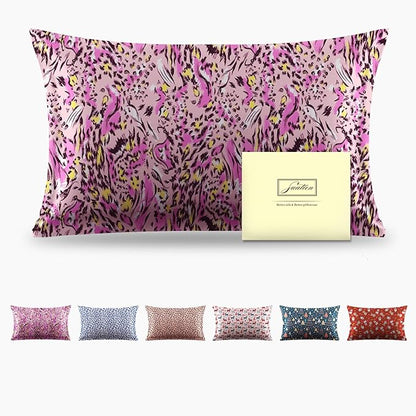 Mulberry Silk Pillowcase for Hair and Skin King Size Leopard Print Silk Pillow Cases with Zipper Soft Breathable Smooth Cooling Silk Pillow Covers for Sleeping (Pink Paint, 20"X 36",1Pcs)