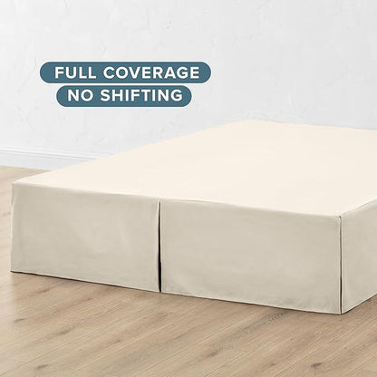 Bare Home King Bed Skirt - 15-Inch Tailored Drop Easy Fit - Bed Skirt for Beds - Center & Corner Pleats (King, Sand)