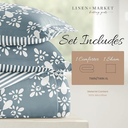 Linen Market Reversible Twin Size Comforter Set (2 Piece) - Bring Luxury Home with Our Soft and Lightweight Down Alternative Comforter Twin Set - This Includes Your Twin Comforter and 1 Pillow Sham