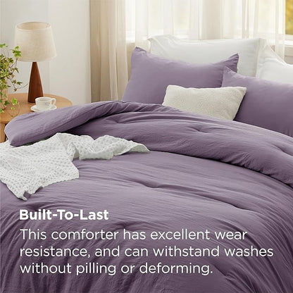 Bedsure Twin/Twin XL Comforter Set, Grayish Purple Soft Prewashed Bedding for All Seasons, 2 Pieces GentleSoft™ Bed Set, 1 Lightweight Comforter (68"x88") and 1 Pillowcase (20"x26")
