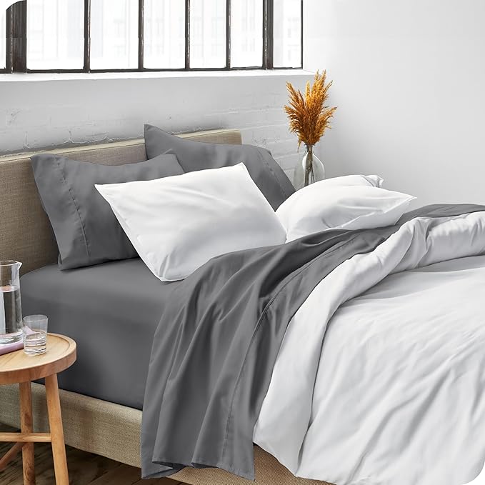 Bare Home Full Sheet Set - 1800 Ultra-Soft Microfiber Full Bed Sheets - Double Brushed - Deep Pockets - Easy Fit - 4 Piece Set - Bedding Sheets & Pillowcases (Full, Grey)