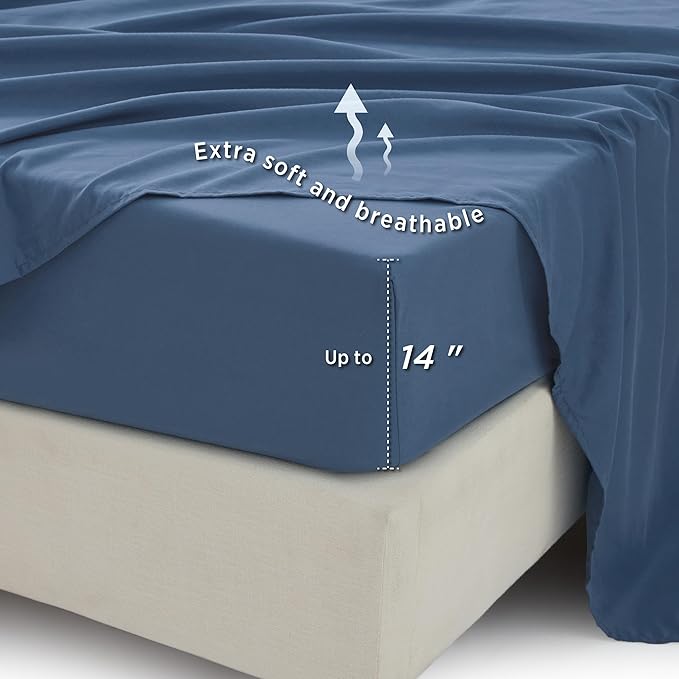 Bedsure King Size Comforter Set - 7 Pieces Floral Navy Soft Bedding Sets, King Bed in a Bag with Botanical Flowers Comforter, Sheets, Pillowcases & Shams