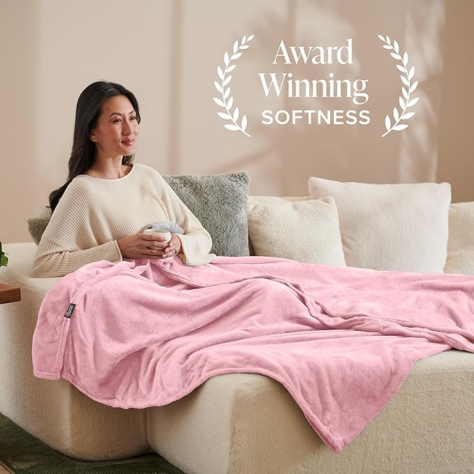 Bare Home Fleece Blanket - Throw/Travel - Ultra-Soft Lightweight for Bed, Sofa, and Couch - Luxury Microplush - Cozy Warm Blanket (Throw/Travel, Light Pink)
