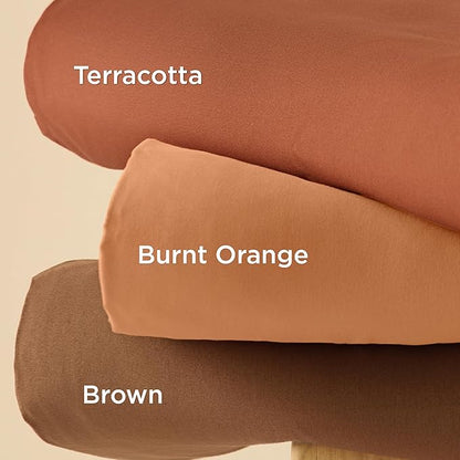 Bedsure Duvet Cover Queen Size - Soft Double Brushed Bedding Set for Kids & Adults, Zipper Closure, 3 Pieces, Includes 1 Duvet Cover (90"x90") & 2 Pillow Shams, NO Comforter, Burnt Orange