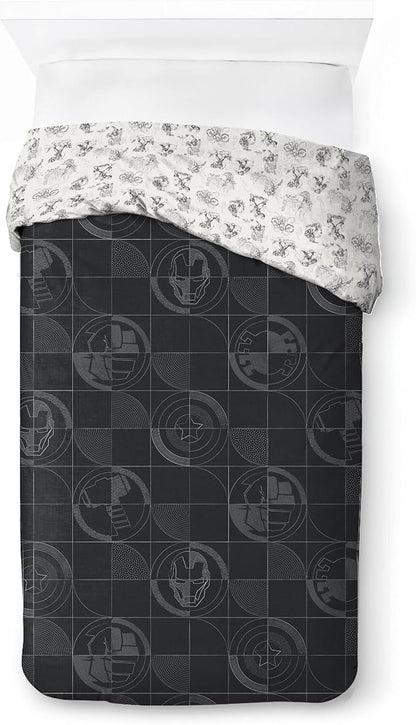 Jay Franco Kids Duvet Cover Set with Sham & Pillowcase – Ultra-Soft Bedding for Room Decor, Cover ONLY Comforter NOT Included, Black - Marvel Comics, 2 Piece Twin