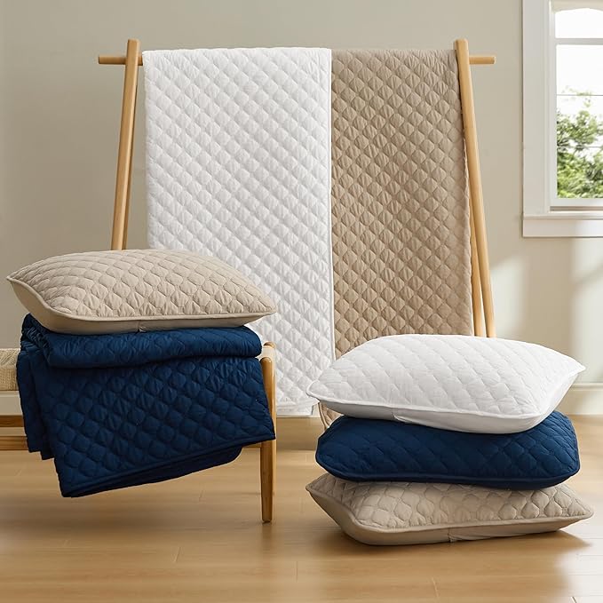 Bedsure Quilts Queen Size - Lightweight Bedspreads Queen Size with Classic Honeycomb Quilting, Soft Quilt Bedding Set, White Comforter Set Coverlet for All Seasons with 2 Pillow Shams (90" x 96") | Skin-Friendly Soft, All-Season Comfort, Breathable, Li...