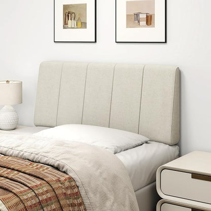 Twin Size Headboard Only-No Assembly Required, Beige | Easy to use no assembly required, Linen fabric and extra-thick foam for added comfort, Modern style headboard twin xl size