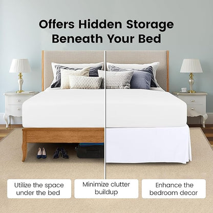 Utopia Bedding Full Bed Skirt - Soft Quadruple Pleated Ruffle - Easy Fit with 16 Inch Tailored Drop - Hotel Quality, Shrinkage and Fade Resistant (Full, White)