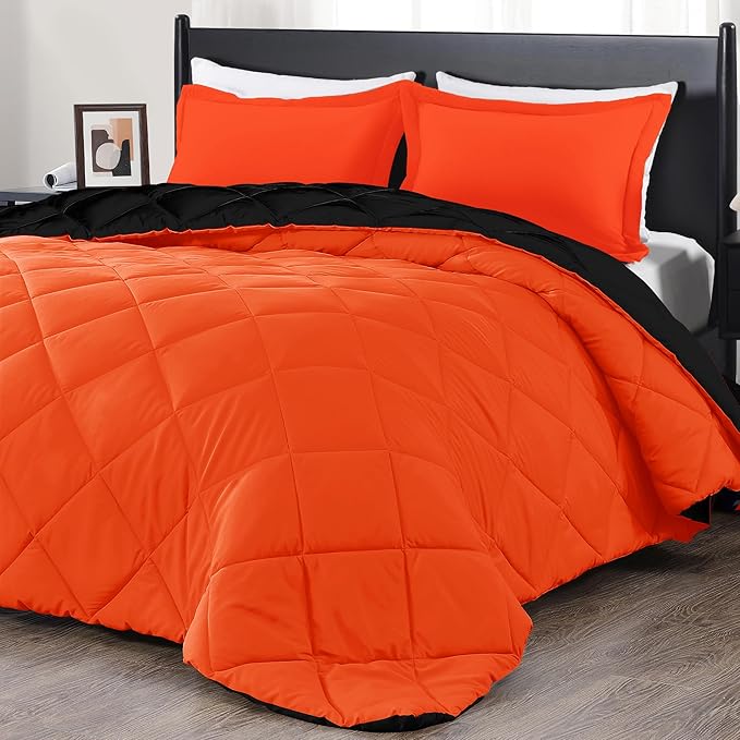 downluxe Twin Comforter Set - Flame and Black Twin Comforter, Soft Bedding Sets for All Seasons -2 Pieces - 1 Comforter (66"x92") and 1 Pillow Sham(20"x26")