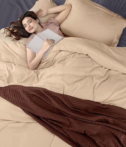 Utopia Bedding Duvet Cover King Size - 3 Piece with Zipper Closure - 1 Comforter Cover 104X90 Inches & 2 Pillow Shams 20X36 Inches (Beige) Comforter Not Included