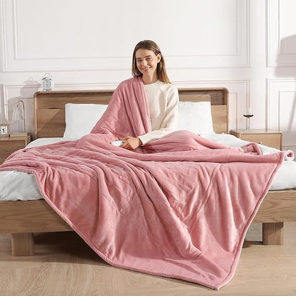 Twin Electric Blanket 62''X84'' Heating Blanket - Pink Heated Blanket for Office Ultra Warm Fluffy Winter Blanket with Adjustable Temperature & Machine Washable, Grandma Birthday Gifts(Baby Pink)