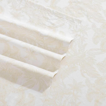 Tommy Bahama - King Size Sheet Set, 100% Cotton Percale Bedding with a Crisp & Cool Feel, Bed Sheets with Matching Fitted Sheet & Pillowcases (Legacy Fronds Beige)