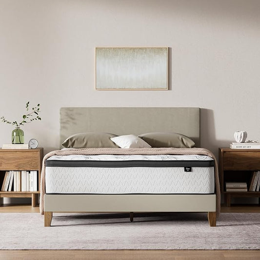 Signature Design by Ashley Chime 12 Inch Hybrid Full Mattress, Memory Foam Mattresses with Lumbar Support, High-Density Foam & Pocketed Coils for Comfort & Back Support, Mattress in a Box, Full Size