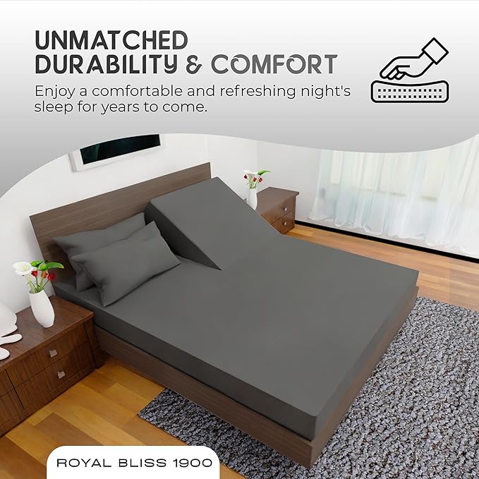 Split Top Queen Sheets for Adjustable Bed, 4-Pcs 36'' Flat, 1 Fitted Sheet & 2 Pillowcase – 16 Inch Deep Pocket, Ultra Soft, Wrinkle-Free Top Split Queen Sheets Set (Dark Grey)