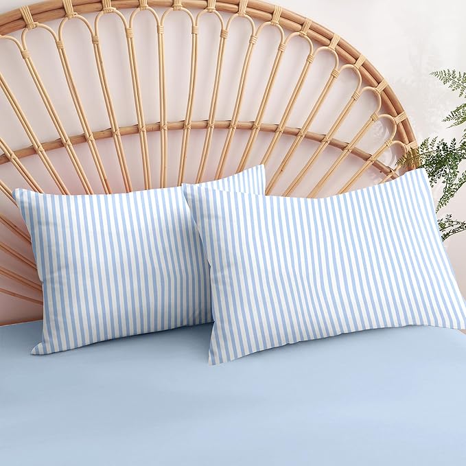 Nayoroom Blue Striped Duvet Cover Queen Size White Stripe Duvet Cover Dorm Bedding Set 3 Pieces Soft Lightweight Washed Microfiber Farmhouse Bedding Set Gifts for Women Men