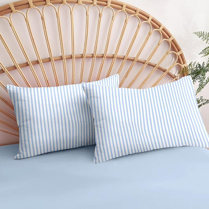 Nayoroom Blue Striped Duvet Cover Queen Size White Stripe Duvet Cover Dorm Bedding Set 3 Pieces Soft Lightweight Washed Microfiber Farmhouse Bedding Set Gifts for Women Men