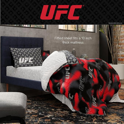 UFC Fight Night Bedding Set, Full Size 7 Piece Set Super Soft Cozy Reversible Comforter and Sheet Set with Sham, (100% Officially Licensed Product) by Franco