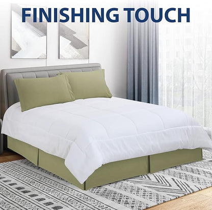 Cathay Home Double Brushed Microfiber Pleated Easy Fit Bed Skirt, Ultra Soft, Fade and Wrinkle Resistant - Sage, Twin