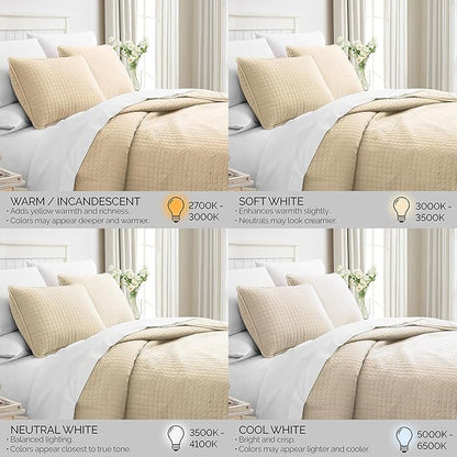 Southshore Fine Living, Inc. Oversized King Quilt Bedding Set, Soft Microfiber, Easy Care Pet Hair Resistant Bedding, California/King Size Quilt Coverlet, Beige Bedspread Set w/2 Shams, Soft Sand