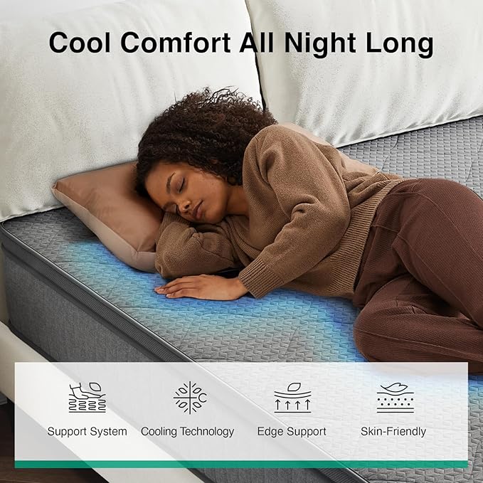 Novilla 10 inch Full Size Mattress, NanoGEL™ Full Mattress with Smarts™ Coil for Motion Isolation & Pressure Relief & Cool Night Sleep, Medium Firm Hybrid Mattresses in a Box, CertiPUR-US Certified