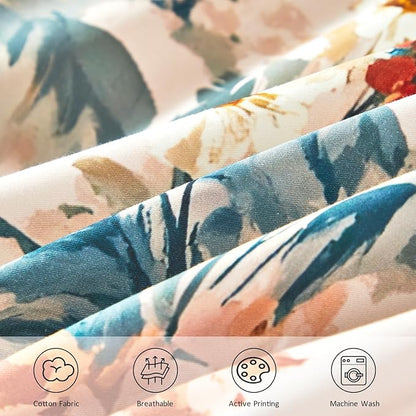 WINLIFE 100% Cotton Pillow Cases Set of 2 Vintage Wildflowers Printed Pillowcase Envelope Closure Pillow Cover, Soft & Breathable (Queen, 20'' x 30'')