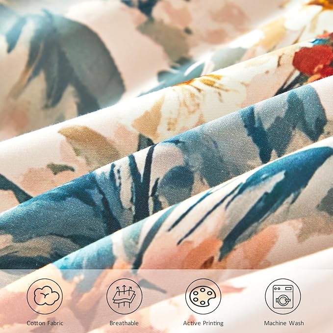 WINLIFE 100% Cotton Pillow Cases Set of 2 Vintage Wildflowers Printed Pillowcase Envelope Closure Pillow Cover, Soft & Breathable (Standard, 20'' x 26'')