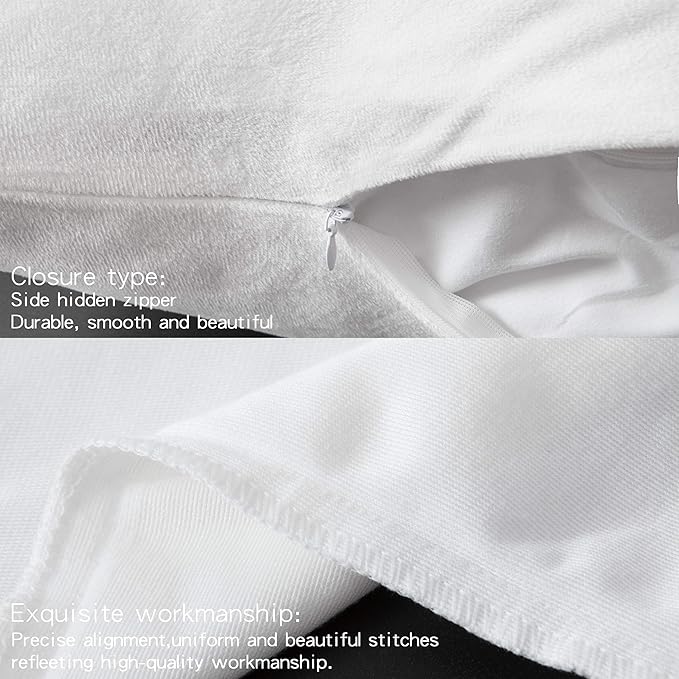 NTBAY 2 Pack Zippered Velvet King Pillowcases, Super Soft and Cozy Luxury Fuzzy Flannel Pillow Cases with Zipper, 20x36 Inches, White