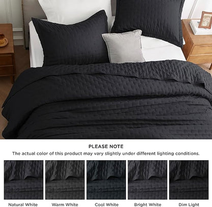 Bedsure King Quilt - Black Bedspread King Size & Lightweight Comforter, Modern Coverlet with Clover Pattern, Ultra Soft All-Season Bedding, 106 x 96 Inches | Stitch-Free Quilting, Ultra Soft, Lightweight, Machine Washable, Pet-Friendly