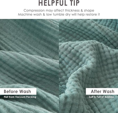 EMME Cotton Blanket Queen Size for Bed Soft Large Muslin Bed Blankets 90"x90" Lightweight Breathable Layering Bedspread All Season Gauze, Teal