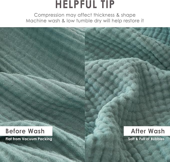 EMME Cotton Muslin King Blanket Big Oversized Bed Layering Bedspread Coverlet Breathable Gauze Soft Lightweight Blankets (Teal, 120"x94")