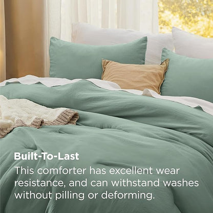 Bedsure Super King Plus Comforter Set, Sage Green Soft Prewashed Bedding for All Seasons, 3 Pieces GentleSoft™ Bed Set, 1 Lightweight Comforter (128"x120") and 2 Pillowcases (20"x36")