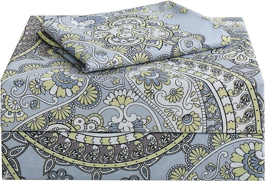 JSD Paisley Sheet Set Twin Size, 3 Piece Retro Pattern Microfiber Bedding Sheets Extra Deep Pocket