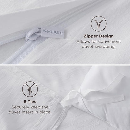 Bedsure Oversized King Duvet Cover Only - Prewashed Cotton-Like Polyester Extra Soft All Season Bedding, Includes 1 Duvet Cover 120x98 Inches with Zipper Closure, White, Comforter Not Included