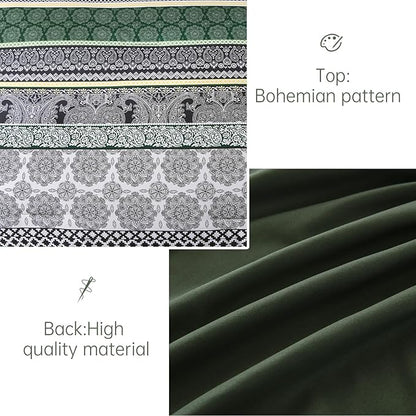 Cottolester Boho Comforter Set King Size,8 Pieces Dark Green Bohemian Striped Bed in a Bag,Paisley Soft Microfiber Bedding Comforter Set