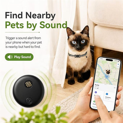 Dog Tracker, GPS Tracker for Dogs with Real-Time Location Tracking, No Monthly Fee or SIM Card, IP68 Waterproof Dog Tracker Collar, Sound Alert, Up to 365-Day Battery, iOS Only (Black)