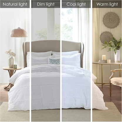 Madison Park Celeste Quilt Modern Classic Design All Season, Breathable Coverlet Lightweight Bedding Set, Matching Shams, Decorative Pillow, King/Cal King(104"x94"), Ruffle White 4 Piece