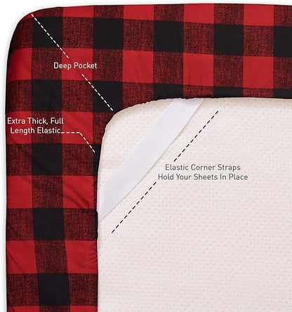 1500 Supreme Collection Buffalo Print Sheet Set, Queen Size - Luxury Bed Sheets Set with Deep Pocket Wrinkle Free Bedding, Queen, Burgundy/Black Buffalo Print