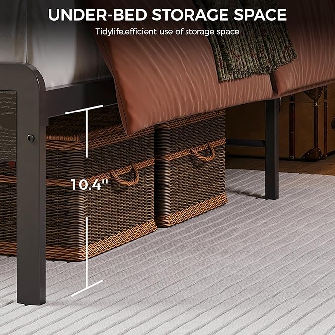 LIKIMIO Full Bed Frame with Headboard, Dark Wood Camas Full with Strong Supports, Sturdy, Noise-Free, No Box Spring Needed, Black