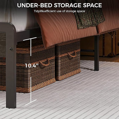 LIKIMIO Full Bed Frame with Headboard, Dark Wood Camas Full with Strong Supports, Sturdy, Noise-Free, No Box Spring Needed, Black