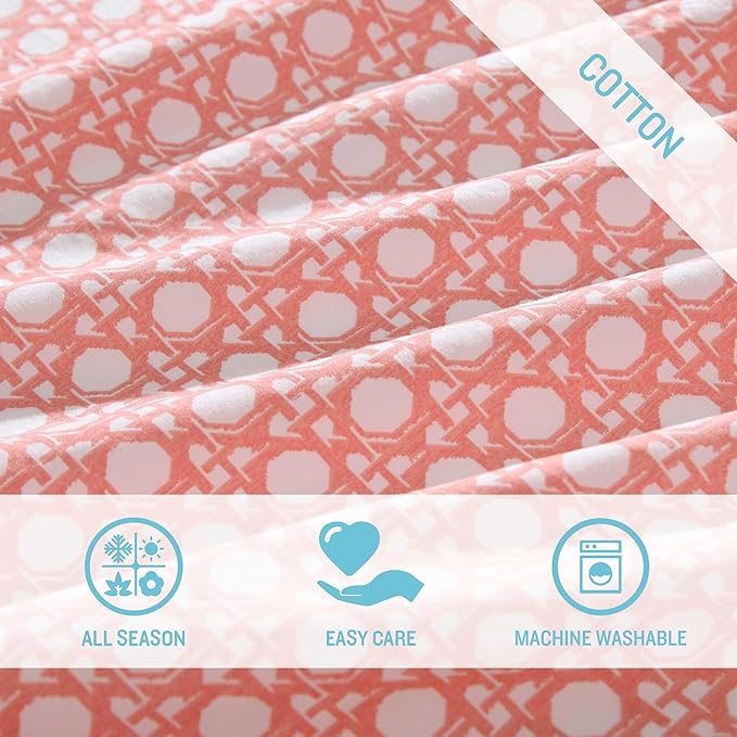 Tommy Bahama - Queen Size Sheet Set, 100% Cotton Percale Bedding with a Crisp & Cool Feel, Bed Sheets with Matching Fitted Sheet & Pillowcases (Bahama Isle Orange)