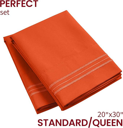 Mellanni Pillow Cases - Luxury, Extra Soft, Cooling Pillow Covers - 2 PC Iconic Collection Pillowcases - Envelope Closure (Standard/Queen 20" x 30", Poppy Orange)