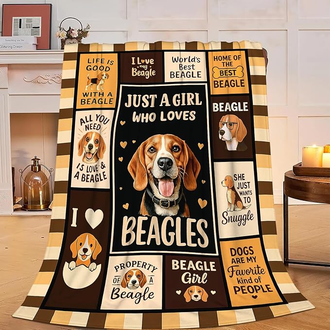 Beagle Blanket Super Soft Warm Fluffy Fleece Flannel Dog Animal Throw Blanket Cozy Fuzzy Plush Stuff Bedding Blankets Gifts for Women Kids Boys Girls Adults 80"X60"