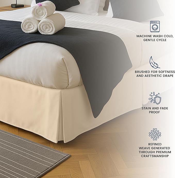 Utopia Bedding King Bed Skirt - Soft Quadruple Pleated Ruffle - Easy Fit with 16 Inch Tailored Drop - Hotel Quality, Shrinkage and Fade Resistant (King, Beige)