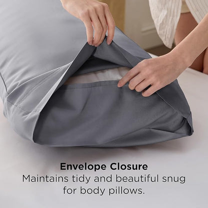 Bedsure Body Pillow Cover - Silver Grey Long Cooling Pillow Cases, PureWoven 100% Rayon Derived from Bamboo, Cool Body Pillowcase with Envelope Closure for Women, Men, 1 Pack, 20x54 Inches