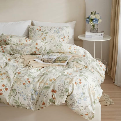 VM VOUGEMARKET Twin XL Comforter Set Green Flower Botanical Bedding Comforter with 2 Pillowcases,All Season Fluffy Soft & Lightweight Comforter for Teen Girls 68"x90"