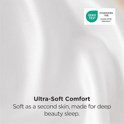 Bedsure Satin Pillowcase 2 Pack Similar to Silk Pillow Cases Standard Size, Pillow Case for Sleeping Women with Envelope Closure, Gifts for Women Men, Pure White, 20x26 Inches, 2pcs