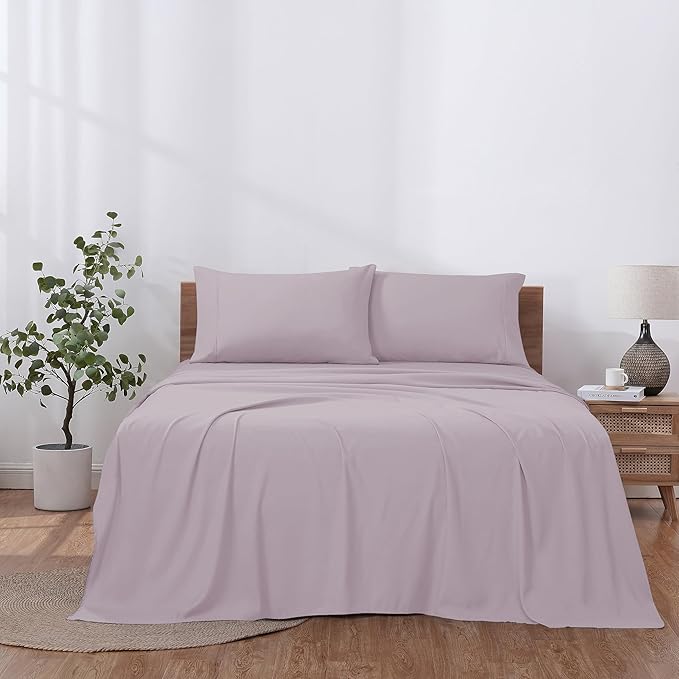 Modern Threads Soft Microfiber Solid Sheets - Luxurious Microfiber Bed Sheets - Includes Flat Sheet, Fitted Sheet with Deep Pockets, & Pillowcases Dusty Mauve California King